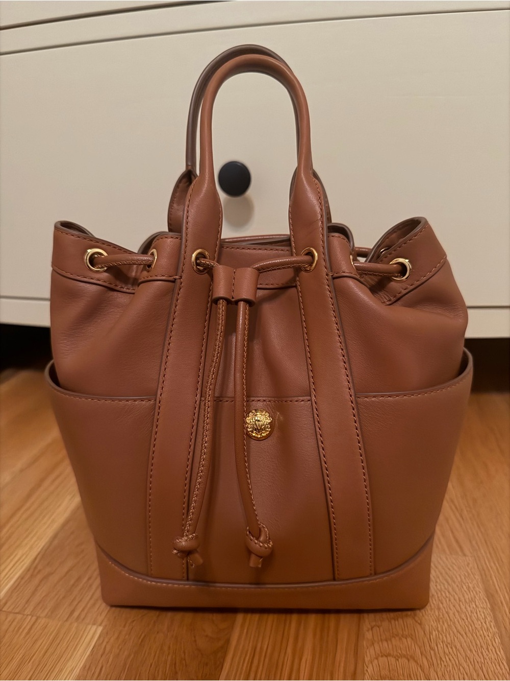 Veronica Beard Brown Leather “Goody”Drawstring Bucket Bag - NWOT!
